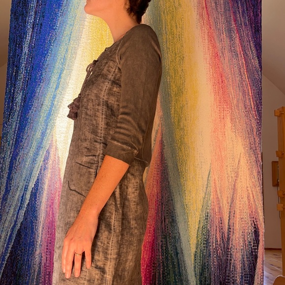 Size M / 36 - Sandwich - Linen Tunic Dress - grey knee length ¾ sleeves, classic - Picture 11 of 16